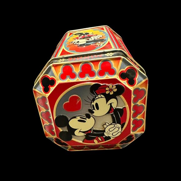 Vintage Walt Disney Mickey & Minnie Mouse Christmas Tin, Disney Holiday Tin Box, - Picture 3 of 6